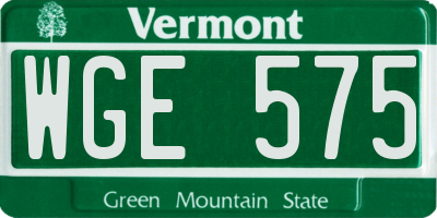 VT license plate WGE575