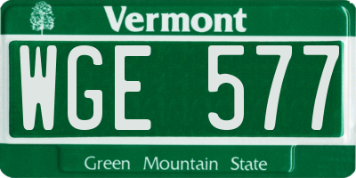 VT license plate WGE577