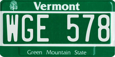 VT license plate WGE578