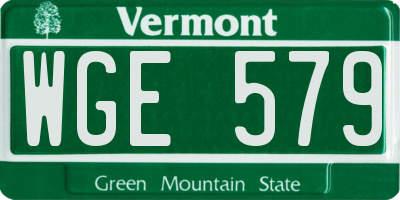 VT license plate WGE579