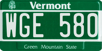 VT license plate WGE580
