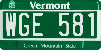 VT license plate WGE581