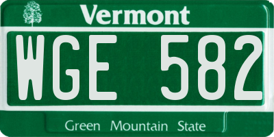 VT license plate WGE582