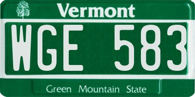 VT license plate WGE583
