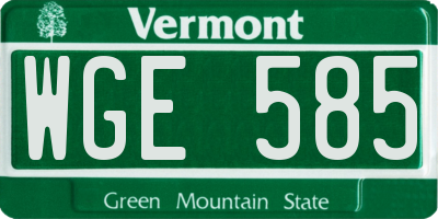 VT license plate WGE585