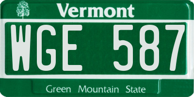 VT license plate WGE587