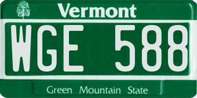 VT license plate WGE588