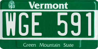 VT license plate WGE591
