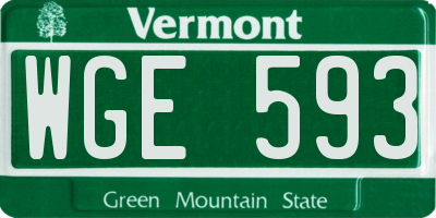 VT license plate WGE593