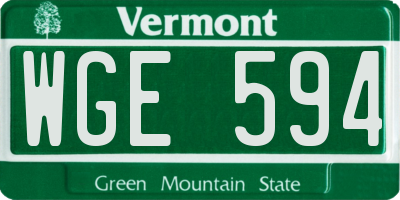 VT license plate WGE594