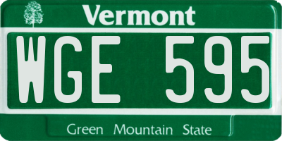 VT license plate WGE595