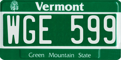 VT license plate WGE599