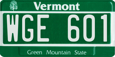 VT license plate WGE601