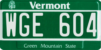 VT license plate WGE604