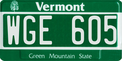 VT license plate WGE605