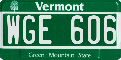 VT license plate WGE606