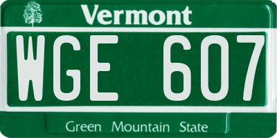 VT license plate WGE607