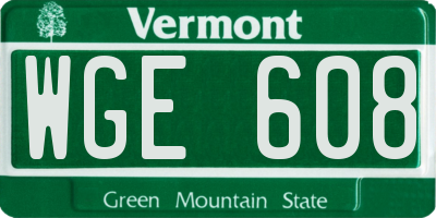 VT license plate WGE608