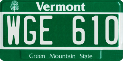 VT license plate WGE610