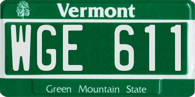 VT license plate WGE611