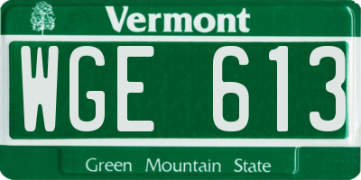 VT license plate WGE613