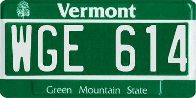 VT license plate WGE614