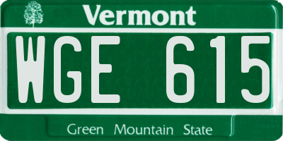 VT license plate WGE615