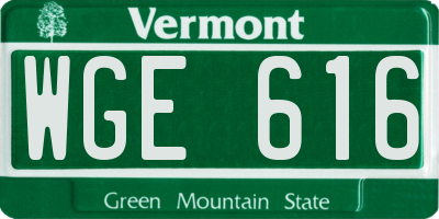 VT license plate WGE616