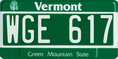 VT license plate WGE617