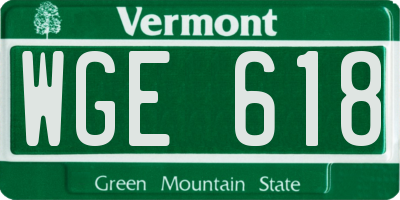 VT license plate WGE618