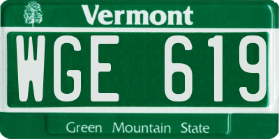 VT license plate WGE619