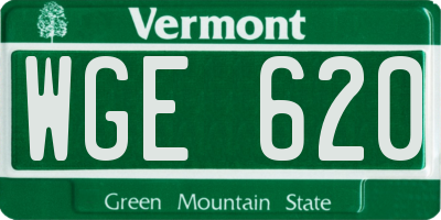 VT license plate WGE620