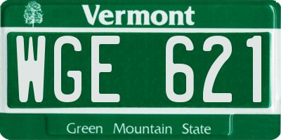 VT license plate WGE621