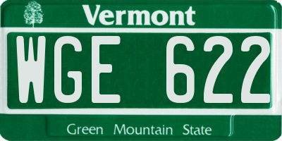 VT license plate WGE622