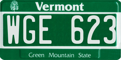 VT license plate WGE623