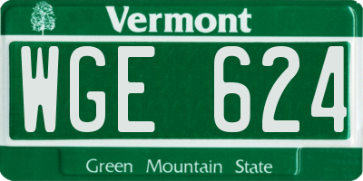VT license plate WGE624
