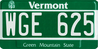 VT license plate WGE625