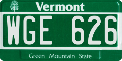 VT license plate WGE626
