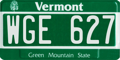 VT license plate WGE627