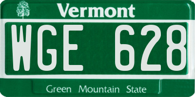 VT license plate WGE628