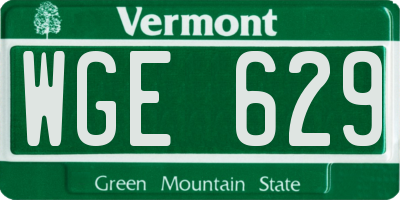 VT license plate WGE629