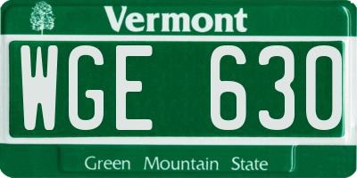 VT license plate WGE630