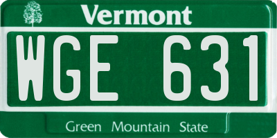 VT license plate WGE631