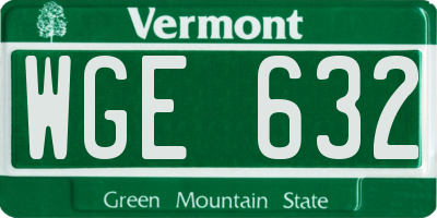 VT license plate WGE632