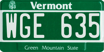 VT license plate WGE635