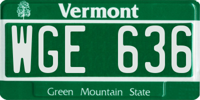 VT license plate WGE636