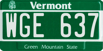 VT license plate WGE637