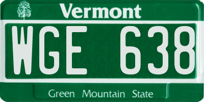 VT license plate WGE638