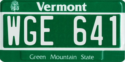 VT license plate WGE641