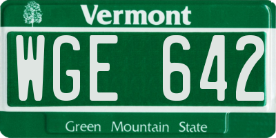VT license plate WGE642